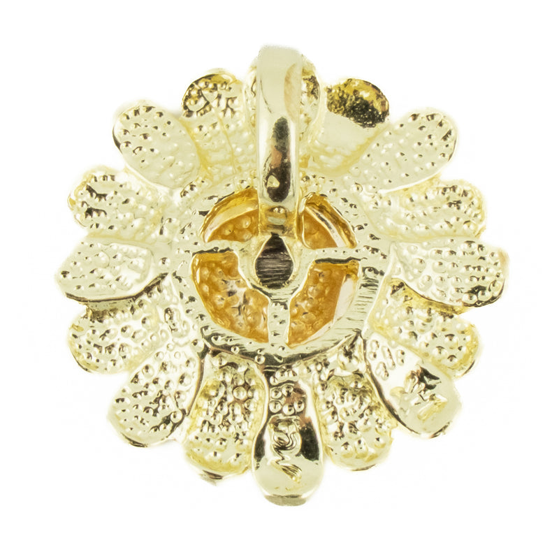 Gold Sunflower Pendant in 14K Two-Tone Gold - 2.2 Grams