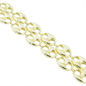 19mm Wide Hollow Gucci Link 24" Chain Necklace in 10K Yellow Gold - 43.8 Grams