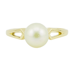 7mm Pearl Solitaire Ring in14K Yellow Gold - Size 7