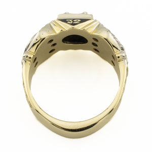 0.25ctw Masonic Ring with Diamond Accents in 10K Two-Tone Gold - Size 10