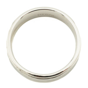 6mm Wide Hammered Wedding Band Ring in 10K White Gold - Size 10.5