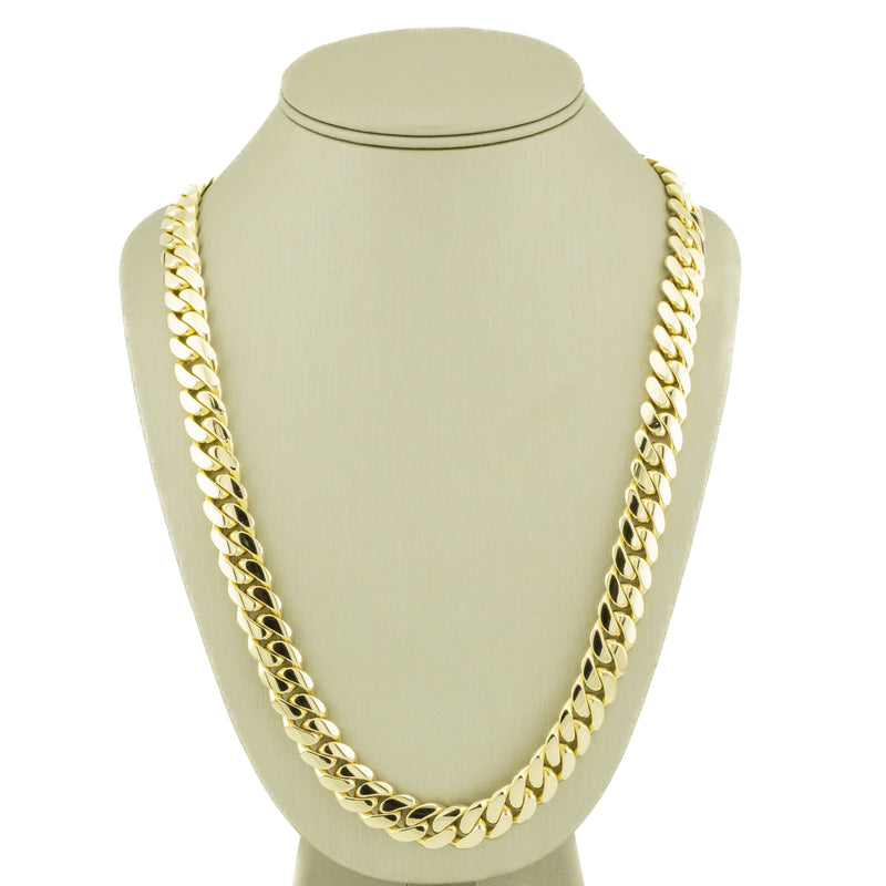 24" Solid Cuban Link Chain in 10K Yellow Gold - 207.8grams