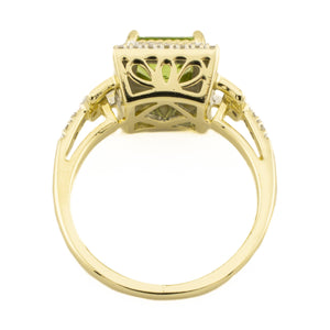 1.15ctw Princess Cut Peridot & Diamond Accented Ring in 14K Yellow Gold - Size 6.25