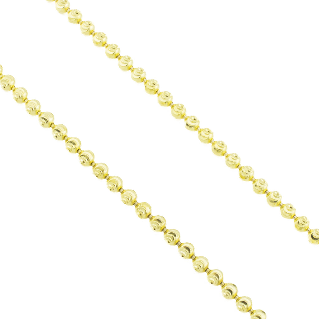 2.7mm Wide Moon Cut Bead Chain 28" Necklace in 10K Yellow Gold - 16 Grams