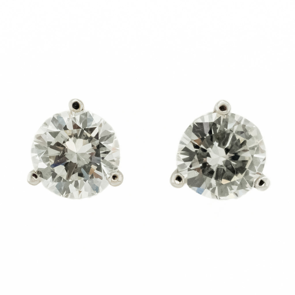 0.94ctw Round Diamond Solitaire Stud Earrings in 14K White Gold