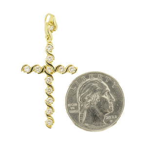 0.91ctw Diamond Accented Religious Cross Pendant in 14K Yellow Gold