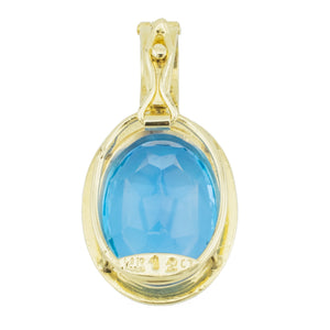9.30ctw Oval Blue Topaz Solitaire Gemstone Pendant in 14K Yellow Gold -5.6 Grams