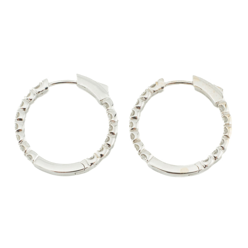 2.55ctw Diamond Hoop Earrings in 18K White Gold