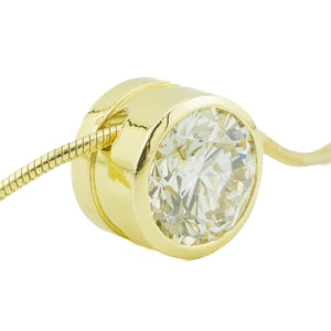 1.80ctw European Cut Diamond Solitaire Pendant on 16" Snake Chain in 14K Yellow Gold