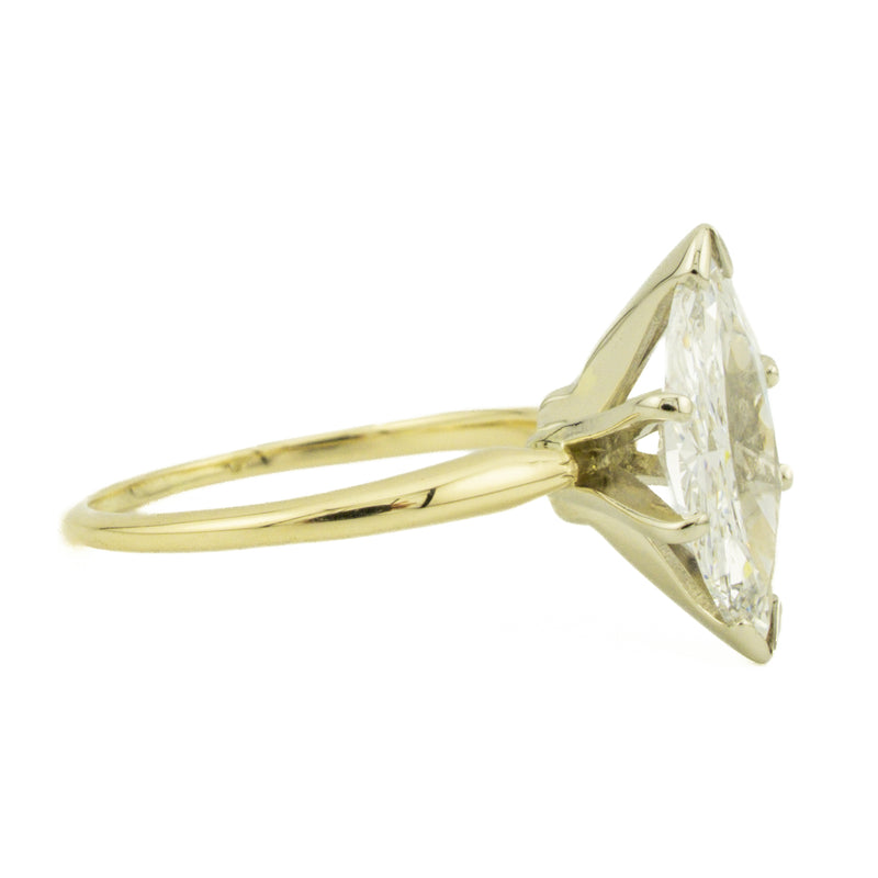 GIA 2.02ct Marquise Diamond F/SI2 Solitaire Engagement Ring in 14K Yellow Gold - Size 6