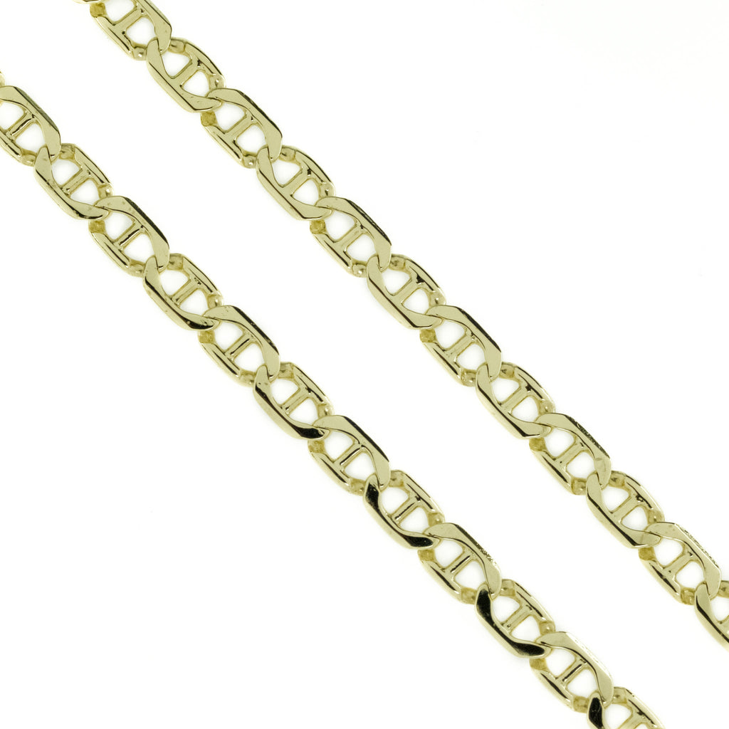 4mm Wide Mariner Anklet 10" Chain in 14K Yellow Gold