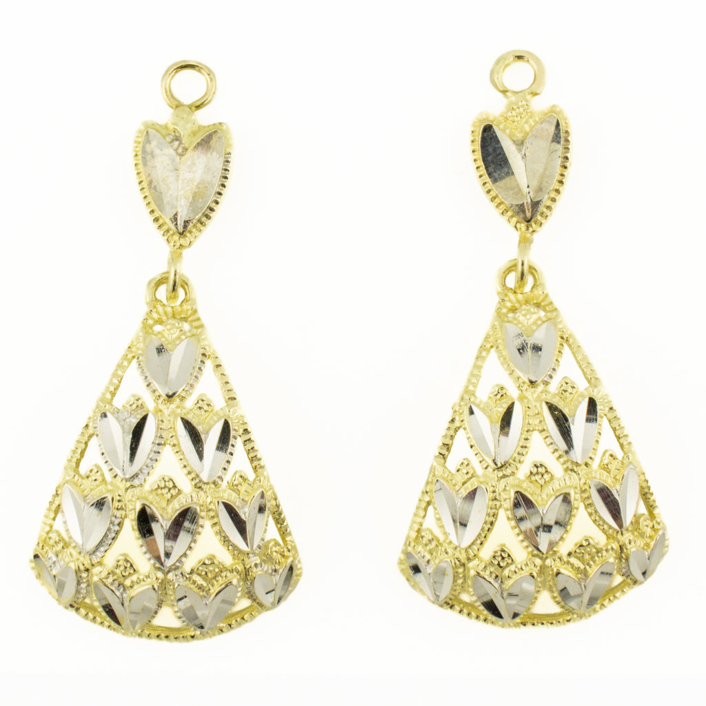 Gold Drop Earring Jackets in 14K Two-Tone Gold - 2.8 Grams