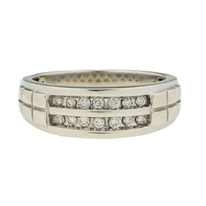 0.28ctw Gent's Diamond Accented Wedding Band in 14K White Gold - Size 10