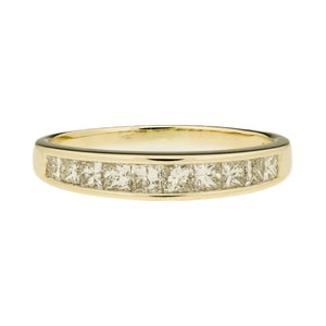 0.75ctw Princess Cut Diamond Accented Channel Set Wedding Band in 14K Yellow Gold - Size 6