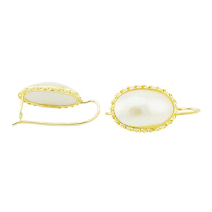 Mabe Pearl Oval Drop Earrings in 14K Yellow Gold - 3.5 Grams