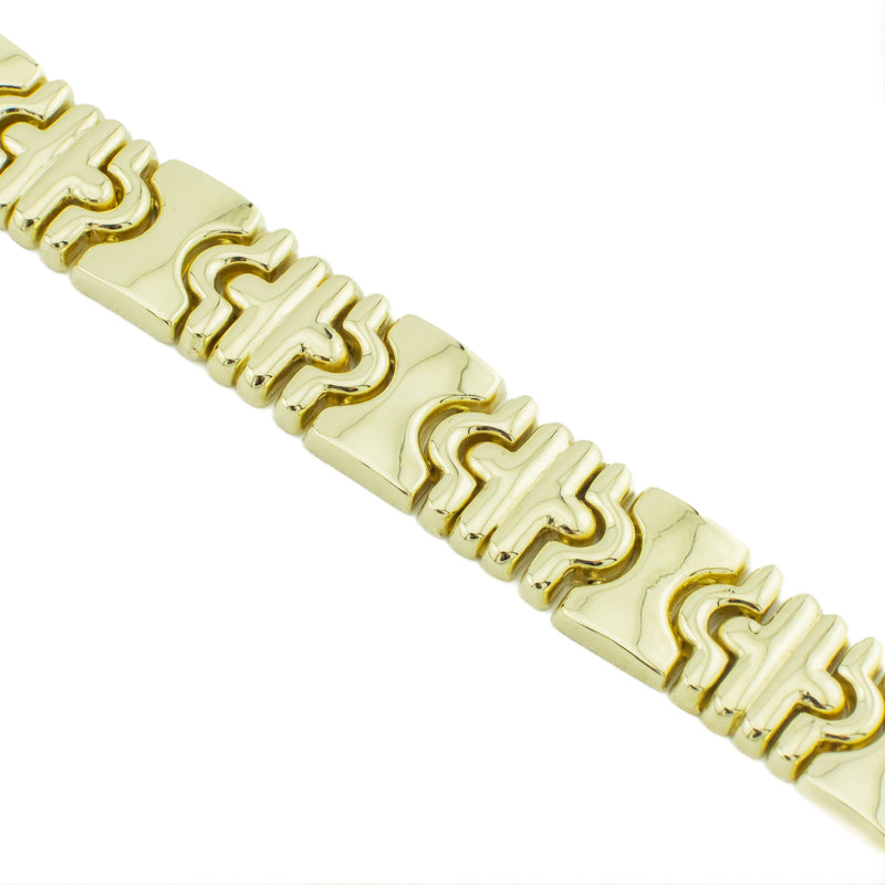 12mm Wide Fashion Gold Chain 7" Bracelet in 14K Yellow Gold - 27.9 grams