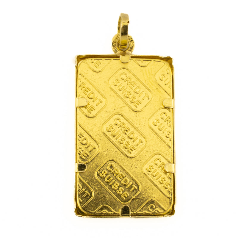 24K/18K Yellow Gold Credit Suisse 5 grams Fine Gold 999.9 Bar Pendant Charm