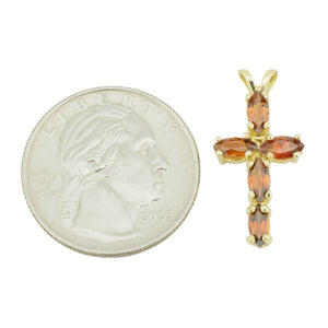 1.25ctw Marquise Cut Garnet Accented Cross Pendant in 14K Yellow Gold - 2 Grams