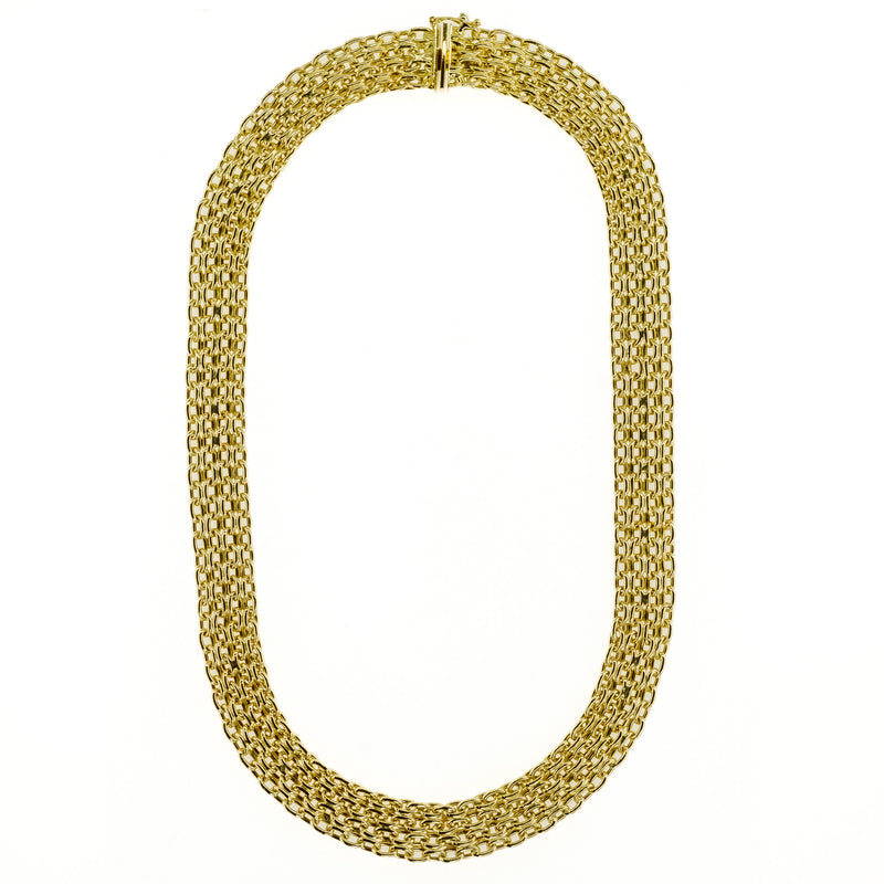11.8mm Wide Cable Mesh 16" Necklace in 14K Yellow Gold