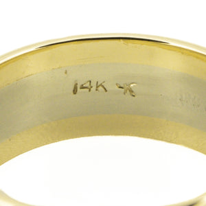 7.5mm Wide Tripple Gold Wedding Band Ring in 14K Two Tone Gold - Size 7.75