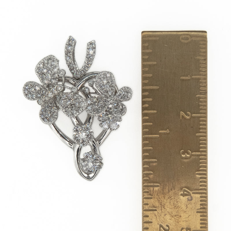 1.72ctw Multi Diamond Butterfly Pendant in 14K White Gold