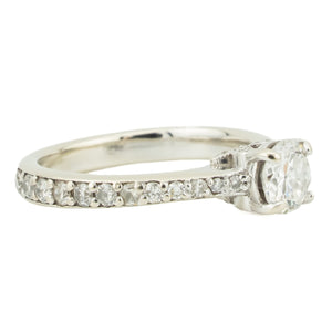 0.50ctw European Cut I/VS2 Diamond with Accents Engagement Ring in 14K White Gold - Size 4.5