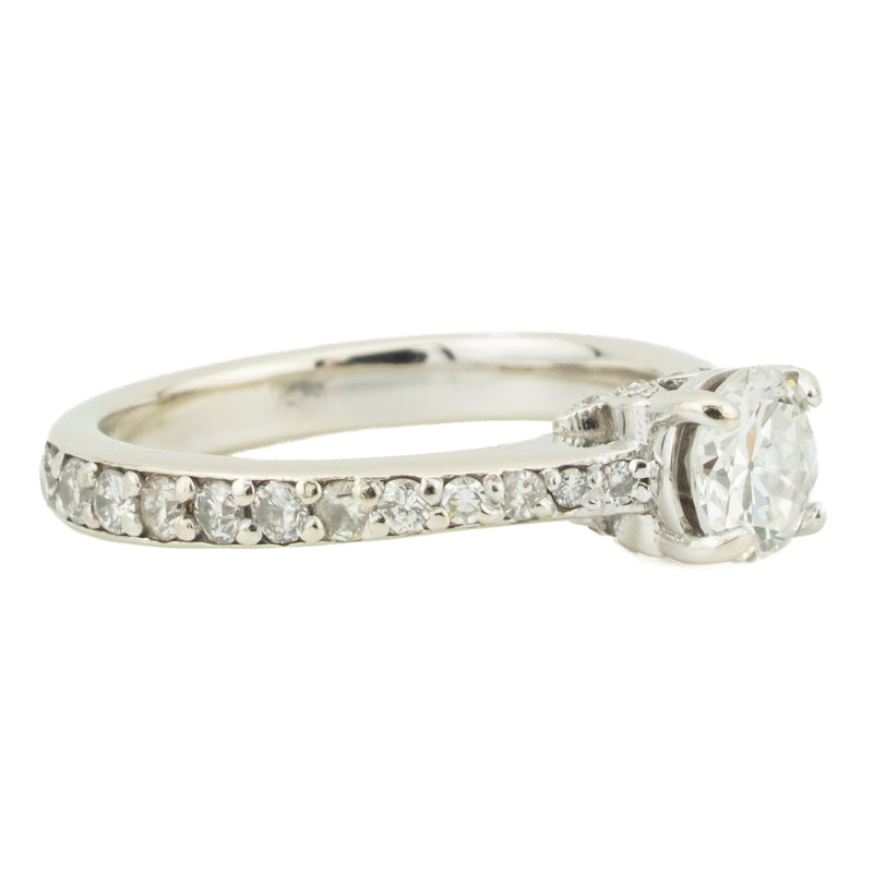 0.50ctw European Cut I/VS2 Diamond with Accents Engagement Ring in 14K White Gold - Size 4.5