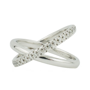 Mikimoto 0.25ctw Diamond Criss Cross Ring in 18K White Gold - Size 5