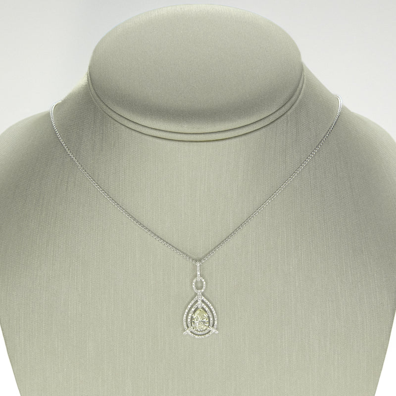 1.65ctw Pear Diamond Pendant on 18" Necklace in 14K White Gold