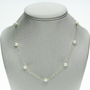 Pearl Station 17" Necklace in 14K Yellow Gold