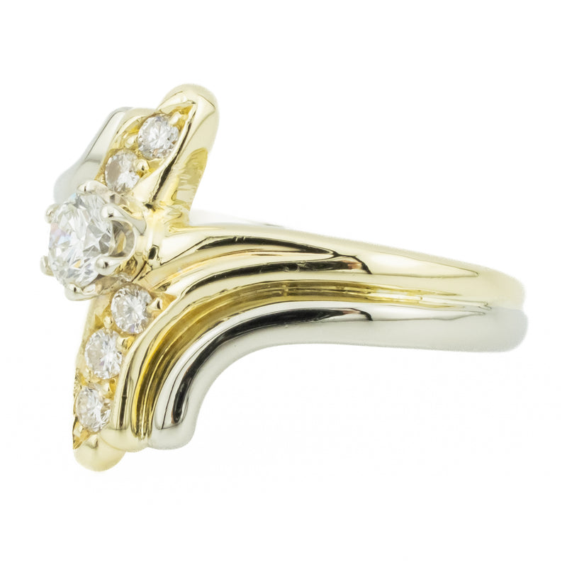0.53ctw Round Brilliant Diamond Accented Fashion Ring in 14K Two-Tone Gold - Size 9.5