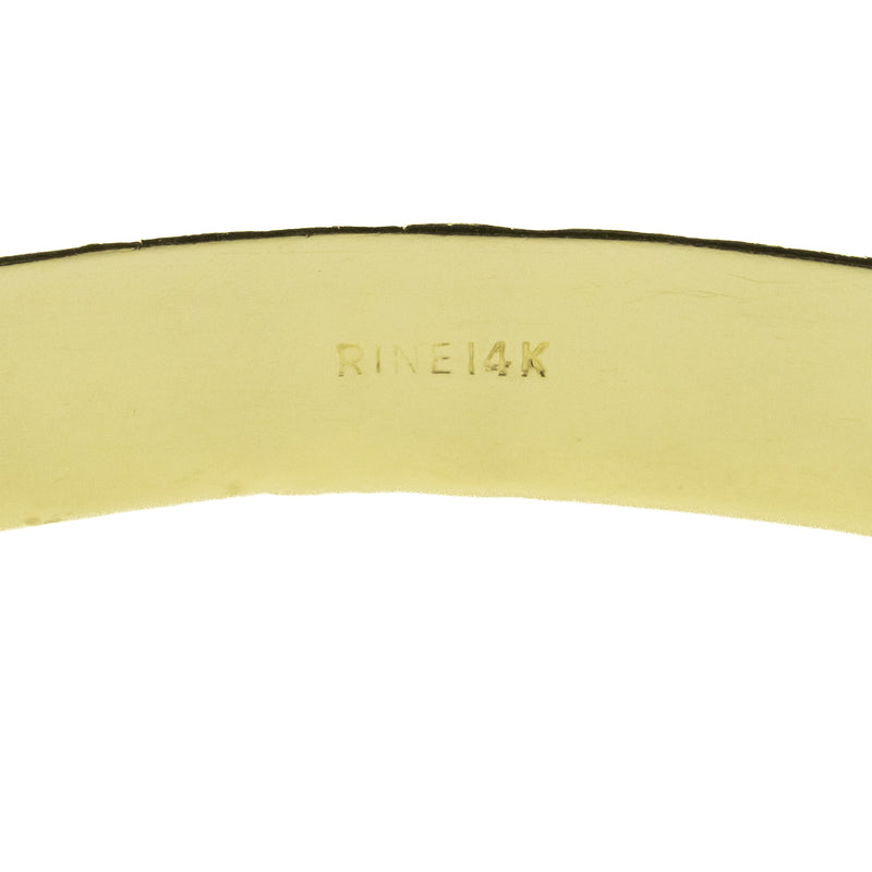 7mm Floral Fashion Bangle 8" Bracelet in 14K Yellow Gold