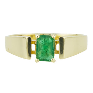 0.45ctw Emerald Solitaire Gemstone Ring in 14K Yellow Gold - Size 8
