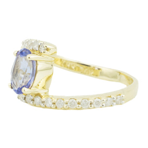 1.00ctw Tanzanite & Diamond Accented Gemstone Ring in 10K Yellow Gold - Size 6.5