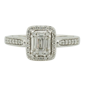 0.65ctw Diamond Cluster Engagement Ring in 14K White Gold -Size 8