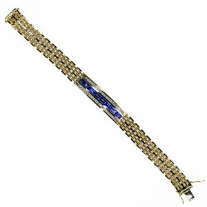 Tanzanite and Diamond Gent's Bracelet in 14K Yellow Gold