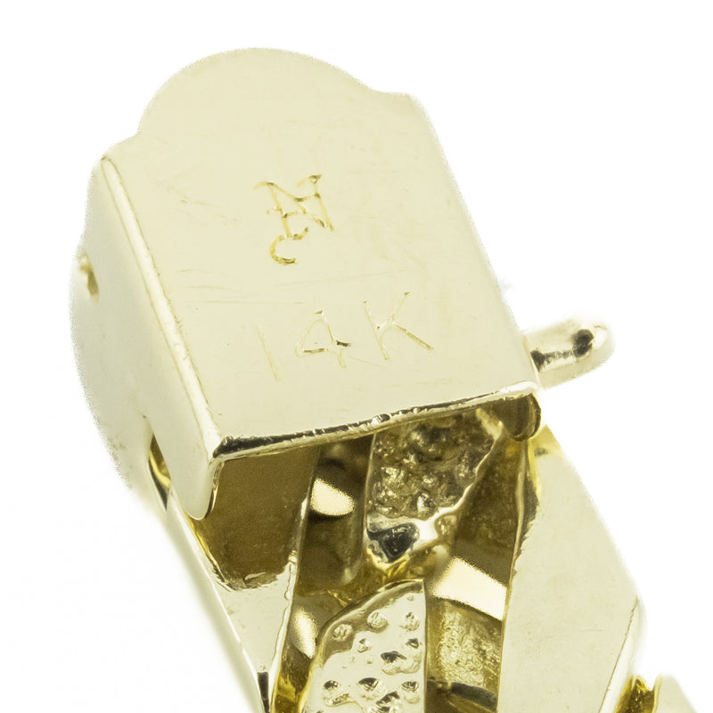 7mm Wide Nugget Curbed Link 9" Bracelet in 14K Yellow Gold 25.7Grams