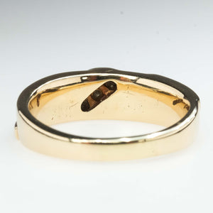 Round Diamond Diagonal Men's Wedding Band Ring in 10K Yellow Gold