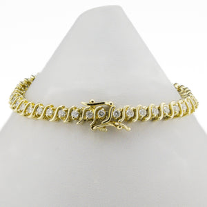 1.75ctw Round Diamond "S" Link 7" Tennis Bracelet in 14K Yellow Gold