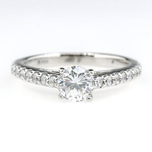 GIA 0.72ct VS1/D Round Diamond & Accents Engagement Ring in 14K White Gold