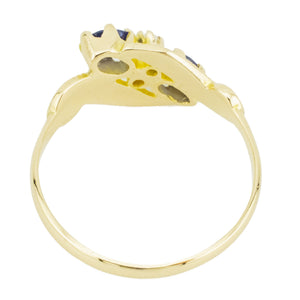 0.34ctw Sapphire and Pearl Accented Ring in 10K Yellow Gold - Size 6.25