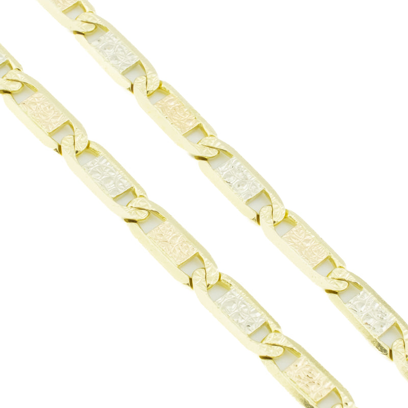 4mm Wide Fancy Mariner 24" Chain in 14K Three-Tone Gold - 22.7 Grams