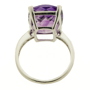 15.36ct Cushion Amethyst w/ 0.03ctwDiamond Accents Gemstone Ring in 14K White Gold