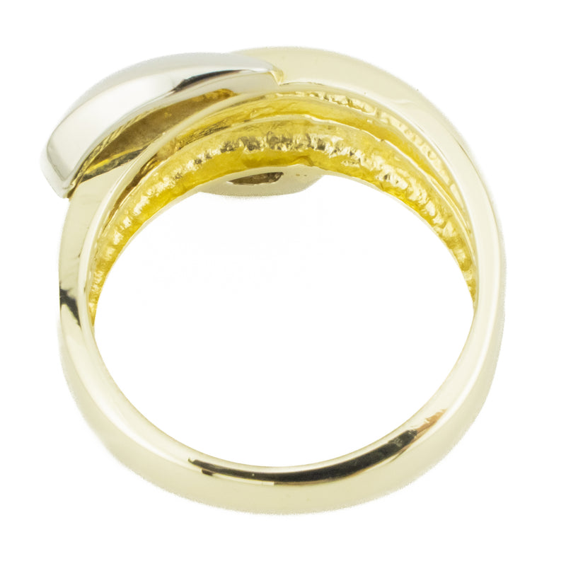 Fashion Gold Ring in 14K Two Tone Gold - Size 6.25