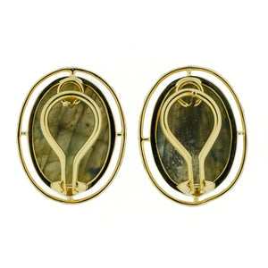 Abalone Solitaire Gemstone Earrings in 14K Yellow Gold