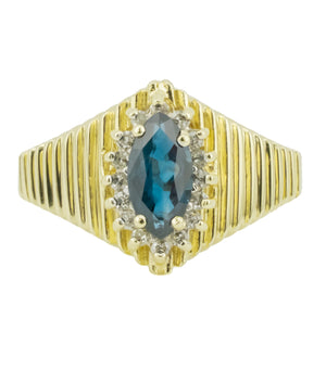 0.57ctw Marquise Sapphire & Diamond Accented Gemstone Ring in 14K Yellow Gold - 7.25