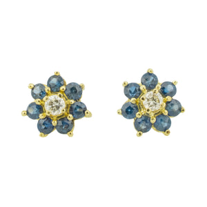 0.30ctw Sapphire & Diamond Accented Stud Earrings in 14K Yellow Gold