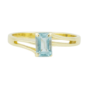 0.35ctw Emerald Cut Aquamarine Solitaire Gemstone Ring in 14K Yellow Gold - Size 6.75