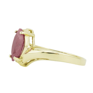 1.10ctw Marquise Natural Ruby Solitaire Ring in 10K Yellow Gold - Size 8