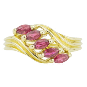 0.55ctw Marquise Ruby Accented Ring in 14K Yellow Gold - Size 4.5